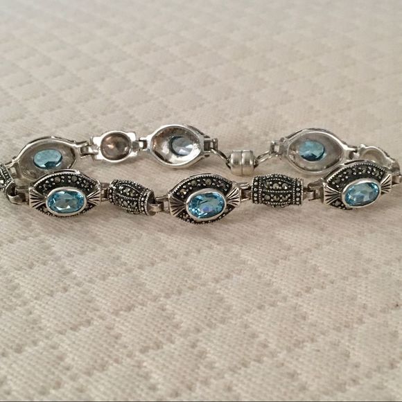 Blue Topaz Sterling Silver Bracelet Vintage - Picture 1 of 10